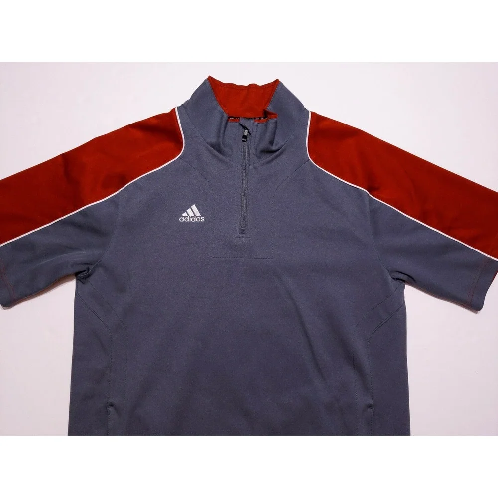 ADIDAS Short Sleeve Hot Jacket Pullover Shacket Gray Red Extra Small‎ XS